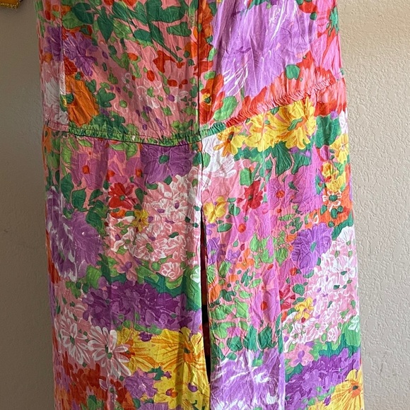 Vtg Jams World Floral Shift Dress Hawaiian Cotton Sleeveless Artsy Boho Y2K XL - Picture 6 of 9